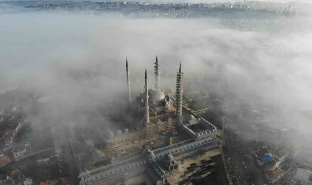 Siste gözden kaybolan Mimar Sinan'ın ustalık eseri Selimiye havadan görüntülendi