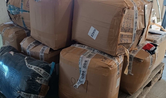 90 koli dolusu markalı tekstil ürünleri gümrükte yakalandı