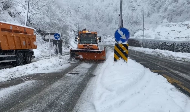 Artvin'de kar yağışı Hopa-Borçka karayolunu olumsuz etkiledi