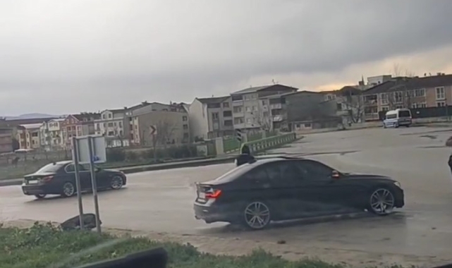 Bursa'da drift atan araç kamerada