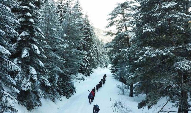 Gümüşhaneli dağcılardan Kalis Yaylasına unutulmaz kış yürüyüşü