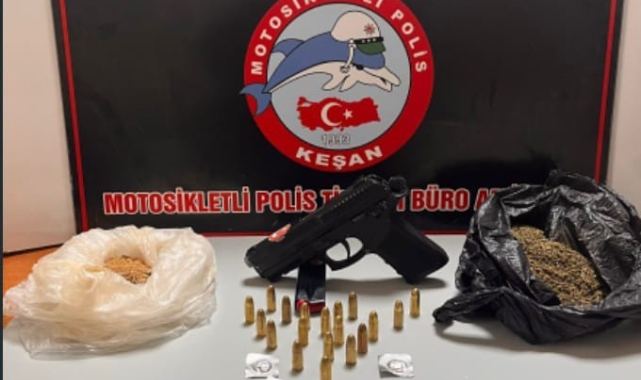 Keşan'da cinayetten aranan zanlı uyuşturucuyla yakalandı