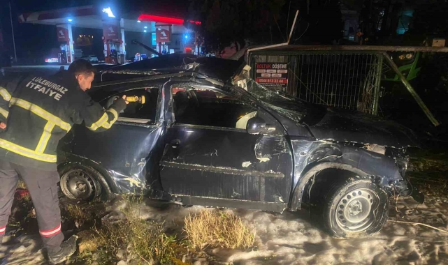 Kırklareli'nde kaza yapan otomobil yandı: 1 yaralı