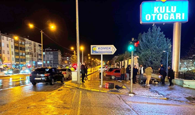 Konya'da otomobil motosiklete çarptı: 1 yaralı