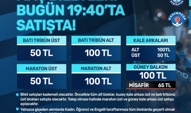 Adana Demirspor - Kasımpaşa maçının biletleri satışta