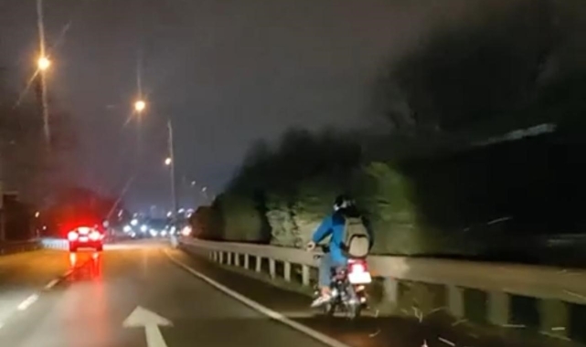 Arıza yapan motosikletle kilometrelerce seyir etti