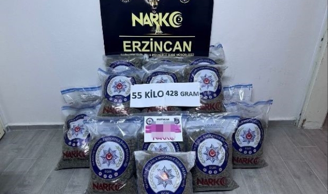 Erzincan'da 55 kilo uyuşturucu skunk ele geçirildi
