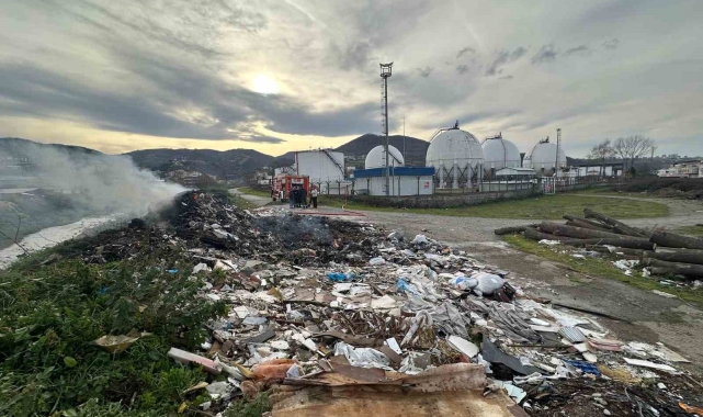 Gaz dolum tesisi yanında korkutan yangın
