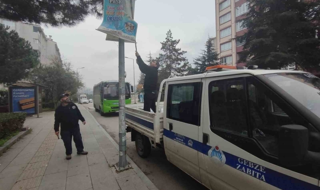 Gebze'de izinsiz afiş asanlara ceza