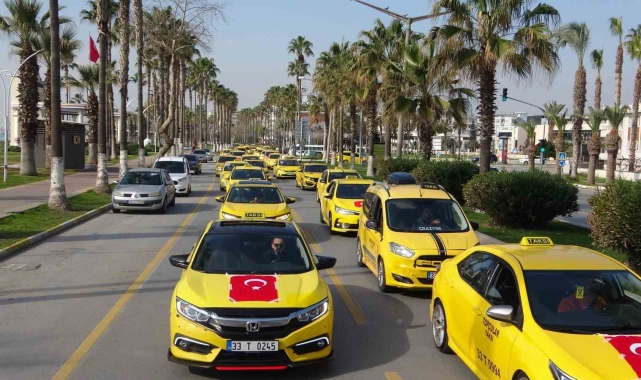 İzmir'de cinayete kurban taksici, Mersin'de 450 taksicinin düzenlediği konvoyla anıldı