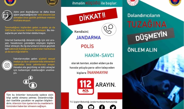 Jandarma'dan vatandaşa dolandırıcılık yöntemlerine karşı bilgilendirme