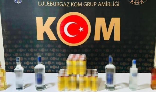 Lüleburgaz'da 33 şişe gümrük kaçağı içki ele geçirildi
