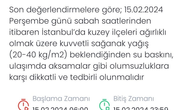 Meteoroloji'den İstanbul için kuvvetli yağış uyarısı