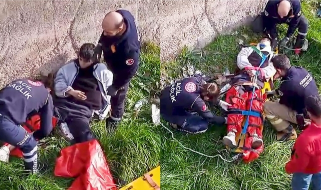 Motosikletiyle demir korkuluğa çarpan sürücü derenin içine savruldu