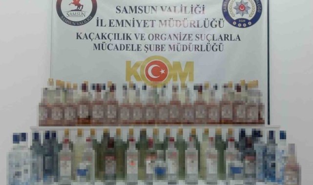 Samsun'da 89 şişe sahte bandrollü içki ele geçti