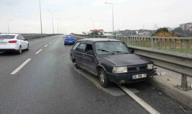 Tekeri çıkan otomobil bariyere çarptı: 1 yaralı