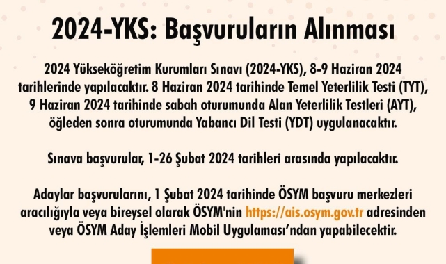 YKS başvuruları başladı