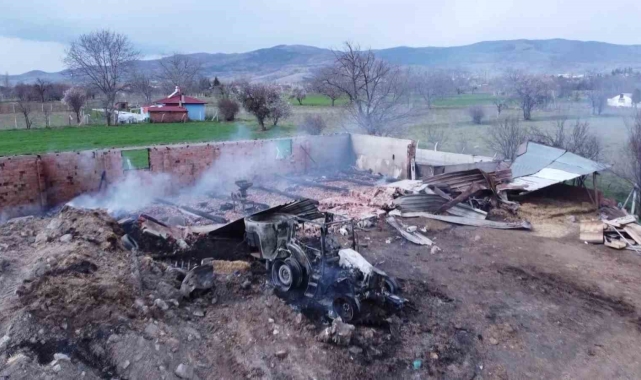Amasya'da çiftlikte çıkan yangında 150'den fazla hayvan telef oldu