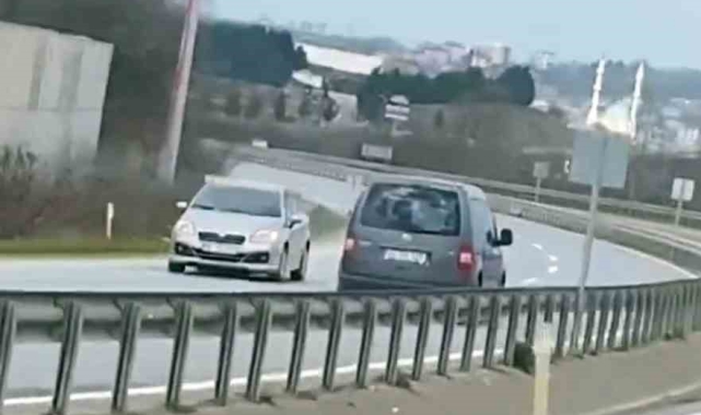 Duble yolda ters yönde ilerledi: O anlar kamerada