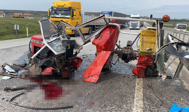 Edirne'de kazada ortadan ikiye bölünen traktör sürücüsü feci şekilde can verdi