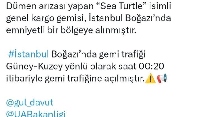 İstanbul Boğazı yeniden gemi trafiğine açıldı