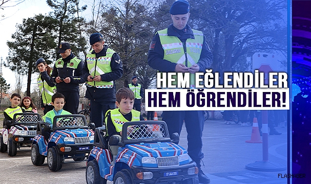 JANDARMADAN MİNİKLERE UYGULAMALI TRAFİK EĞİTİMİ!