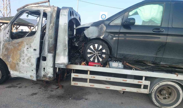 Mustafa Destici'nin kaza yapan makam aracını taşıyan çekici Amasya'da yandı