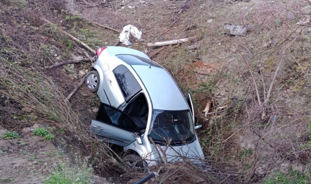 Taşova'da devrilen otomobilin sürücüsü yaralandı