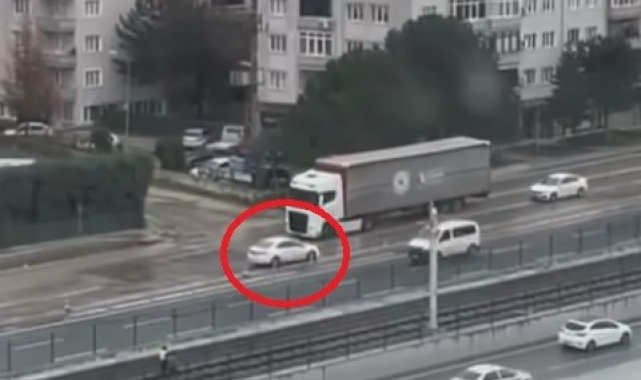 Ters şeritten böyle ilerlemeye çalıştı...