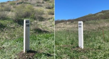 Azerbaycan-Ermenistan sınırına ilk sınır taşı yerleştirildi