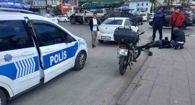 Devrilen motosikletin sürücüsü yaralandı