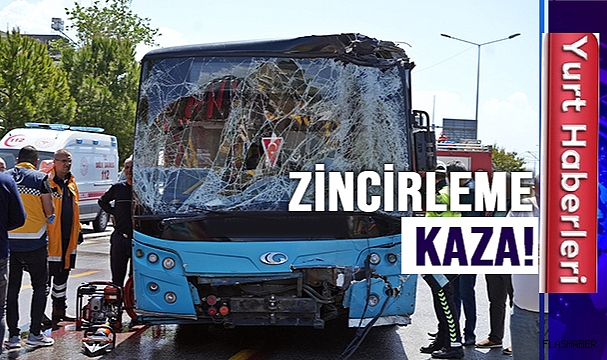 HALK OTOBÜSÜ KIRMIZI IŞIKTA BEKLEYEN ARAÇLARA DALDI