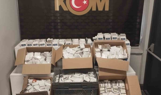 Kayseri'de 56 bin dal doldurulmuş makaron ele geçirildi