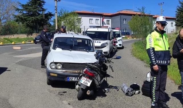 Keşan'da otomobil ile motosiklet çarpıştı: 3 yaralı