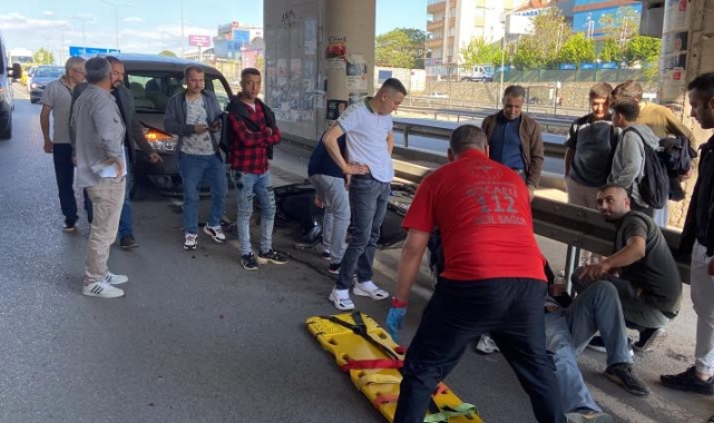 Kocaeli'de hafif ticari araç motosiklete arkadan çarptı: 1 yaralı