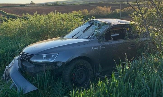 Kontrolden çıkan otomobil takla attı: 2 yaralı