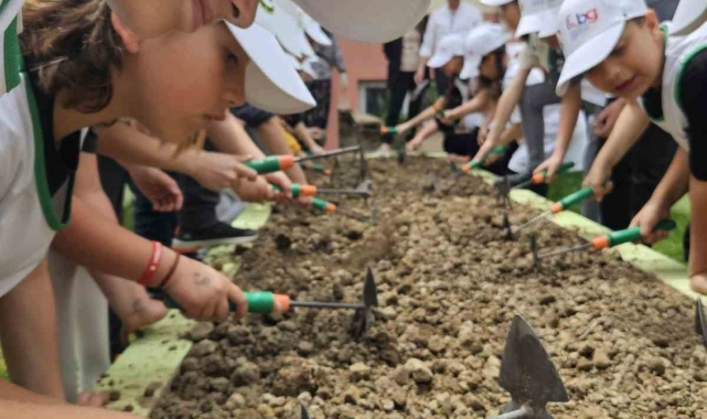 Minikler, fideleri toprakla buluşturdu