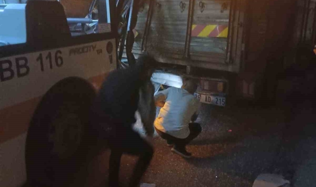 Park halindeki kamyona arkadan çarpan otobüsün boş olması faciayı önledi