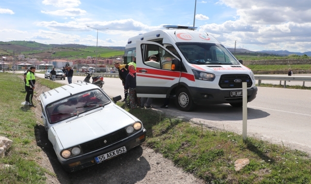 Samsun'da otomobil yağmur suyu kanalına düştü, 1 kişi yaralandı