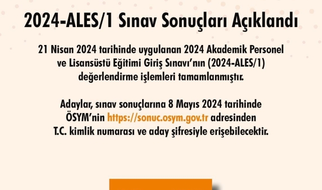 2024-ALES1 sonuçları açıklandı