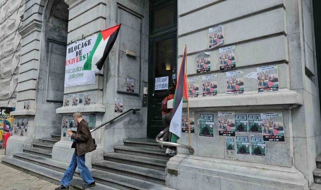 Belçika'daki Liege Üniversitesi'nde Gazze'ye destek gösterisi