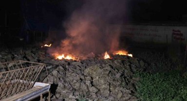 Besihane bahçesine serilen gübre alev aldı