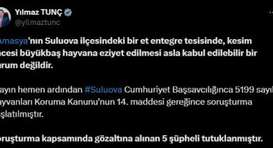 Büyükbaş hayvana eziyet edilmesi olayında 5 şüpheli tutuklandı