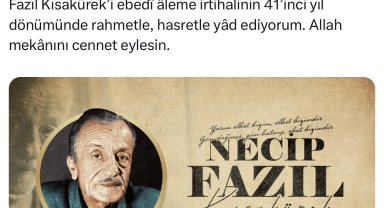 Cumhurbaşkanı Erdoğan'dan Necip Fazıl Kısakürek paylaşımı