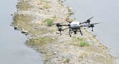 Dereler dron ile ilaçlandı