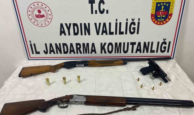Didim'de ruhsatsız tabanca ve av tüfeği ele geçirildi