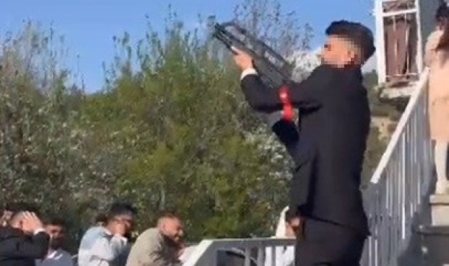 Düğünde havaya ateş açan damat yakalandı