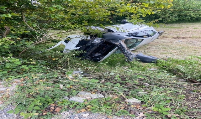 Düzce'de devrilen otomobildeki 3 kişi yaralandı