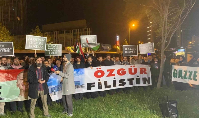 Filistin Dayanışma Platformu, İsrail'in Refah'ta başlattığı saldırıyı Ankara'da protesto etti
