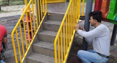 Gölbaşı'nda parkların bakımı yapılıyor